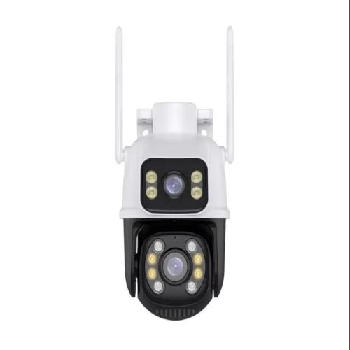 Outdoor Camera Dual Lens AI Auto Tracking ICSee 6MP HD WiFi PTZ Dome Two-Way Audio Built-in Siren Network NVR IP Security Camera