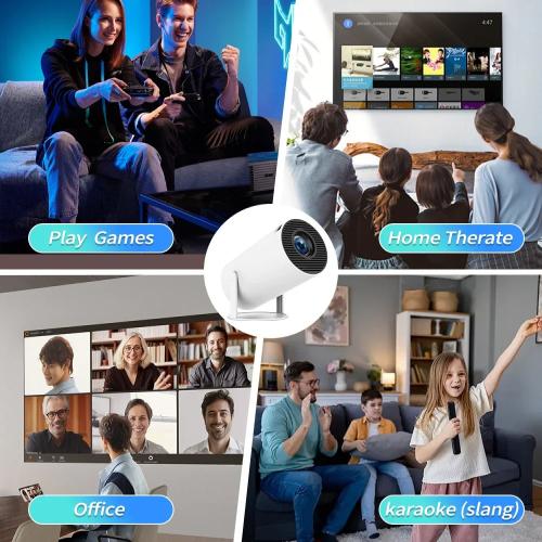 HY300 Pro+ 2025 Android 11 Projector, 300ANSI Lumens WiFi 6 Bluetooth 5.4, 1080P Support 4K Portable