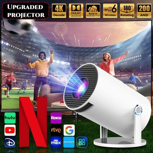 HY300 Pro+ 2025 Android 11 Projector, 300ANSI Lumens WiFi 6 Bluetooth 5.4, 1080P Support 4K Portable