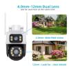 Outdoor Camera Dual Lens AI Auto Tracking ICSee 6MP HD WiFi PTZ Dome Two-Way Audio Built-in Siren Network NVR IP Security Camera