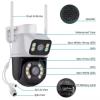 Outdoor Camera Dual Lens AI Auto Tracking ICSee 6MP HD WiFi PTZ Dome Two-Way Audio Built-in Siren Network NVR IP Security Camera