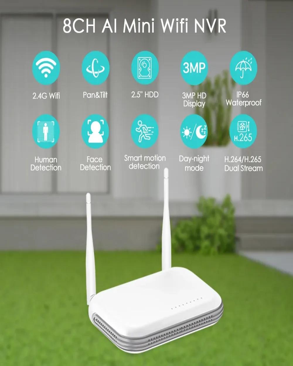Wifi NVR 8CH 5MP ICsee App WIFI Video Recorder